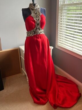 Rec Jovani halter rhinestone prom pageant formal dress gown size 4
